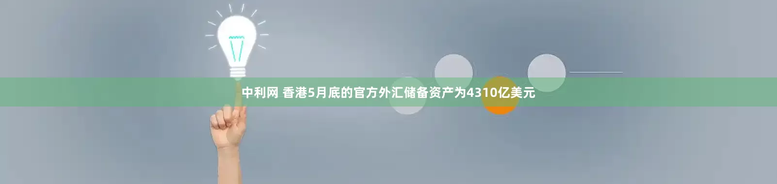 中利网 香港5月底的官方外汇储备资产为4310亿美元