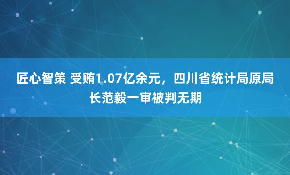 匠心智策 受贿1.07亿余元，四川省统计局原局长范毅一审被判无期